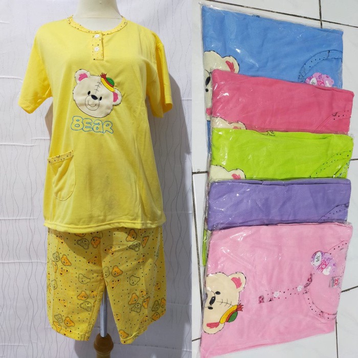 Setelan Baju Tidur dewasa celana pendek kaos lengan pendek XL LD 96cm Babydoll MURAH MERIAH -SR2