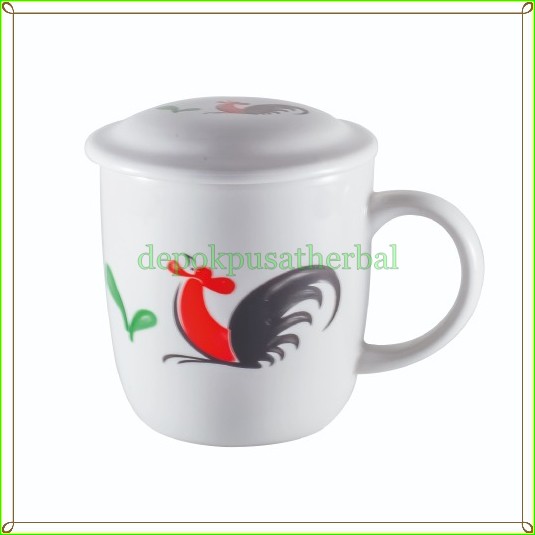 Gelas Mug Keramik/Porcelain Mug/Gelas Mug Ayam Jago/Mug Keramik/Mug - dsl138
