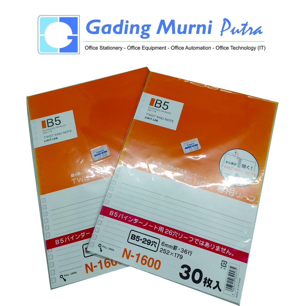 

KERTAS BINDER LOOSE LEAF LIHIT B5 N 1600