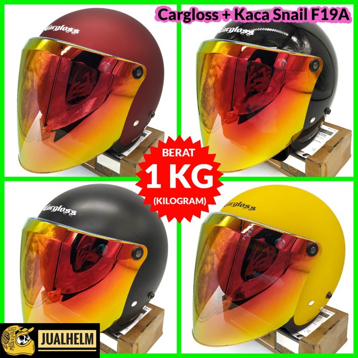 SALE Paket Helm Cargloss Retro Kaca Snail Red Retro Bogo Klasik Vespa - M