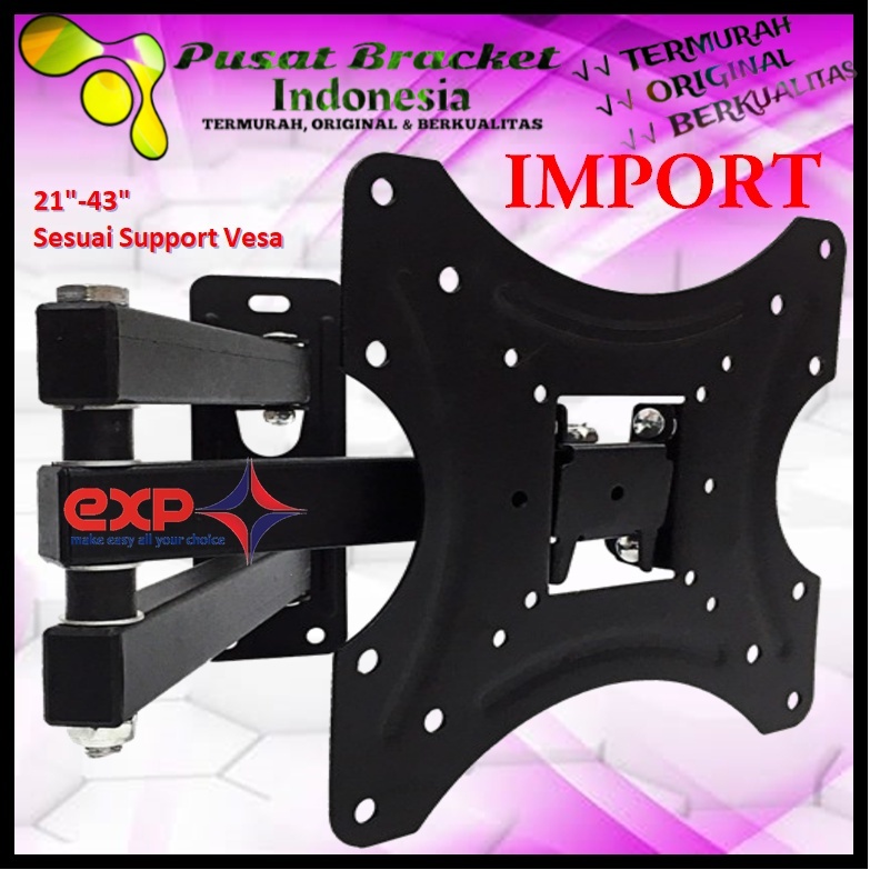 Bracket TV COOCAA 14 s/d 43 inch 6 ARAH FULL BESI SUPER KOKOH GARANSI 100% ORI