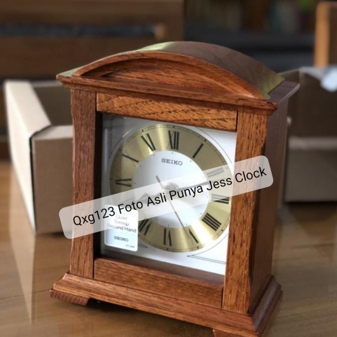 QXG123 Jam Meja Weker Seiko Original kayu