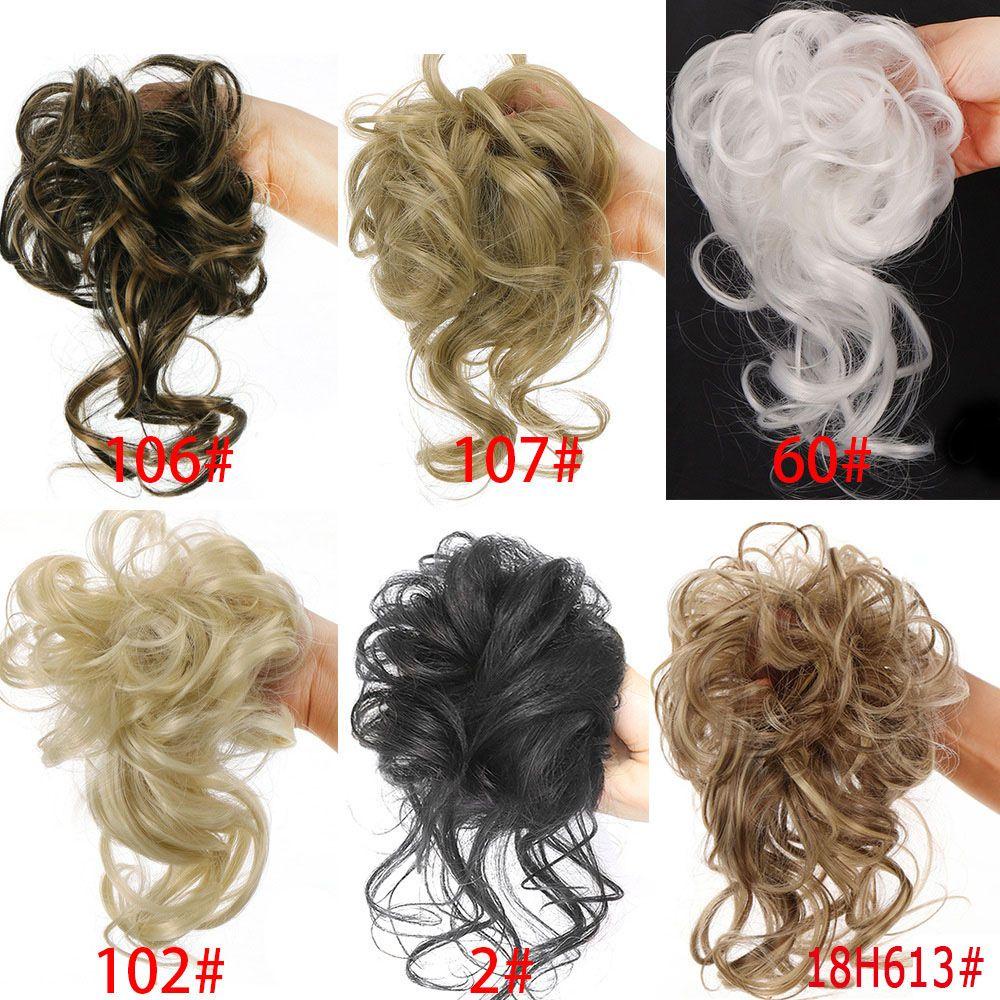 Mxbeauty Wig / Rambut Palsu Sintetis Model Bun Keriting Messy 22 Warna Untuk Wanita