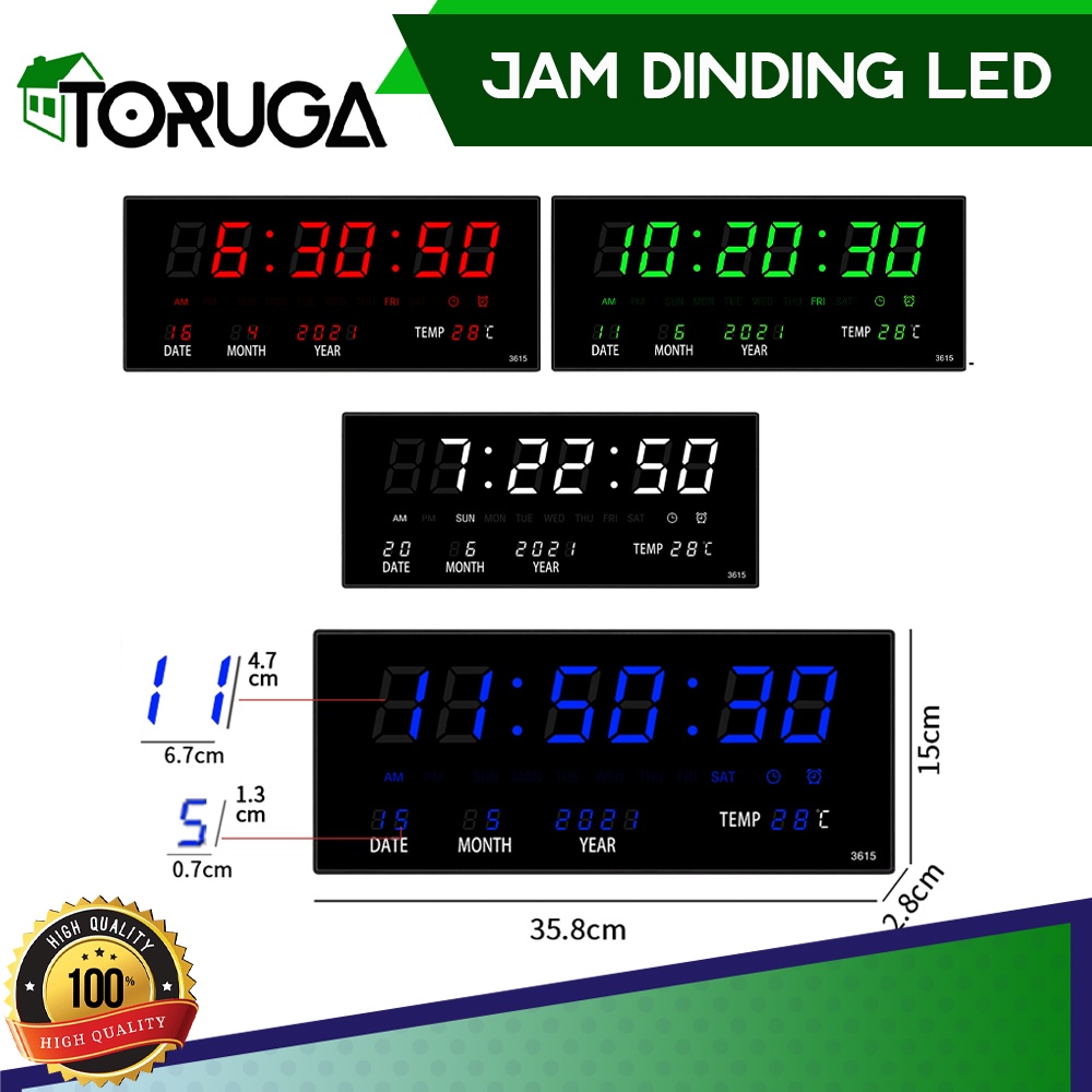 Jam Dinding Digital LED Meja Clock 3615 Merah Hijau - Fitur Kalender