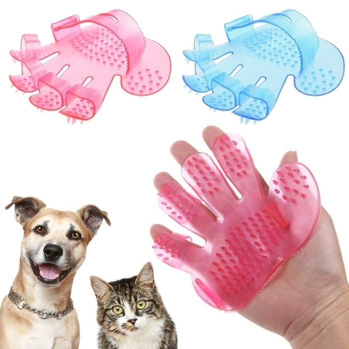 SARUNG TANGAN GROOMING PEMIJAT PEMBERSIH  &amp; PERAPI BULU KUCING DAN ANJING PET BRUSH GLOVE VA160