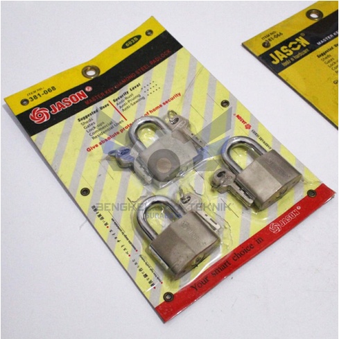 3pcs Gembok 60mm Leher Pendek / Gembok Segitiga Anti Cut JASON (381-068)