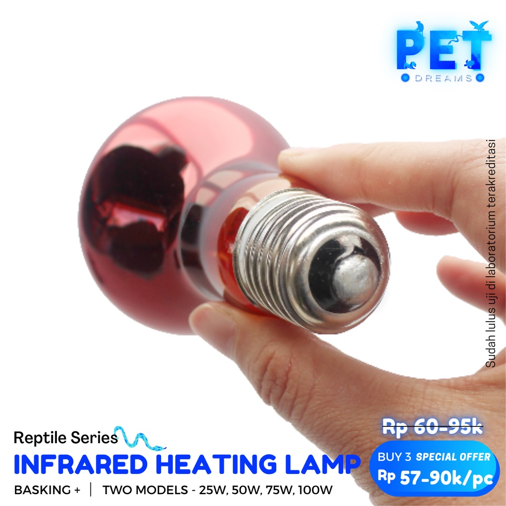 INFRARED BASKING HEAT LAMPU UVA INFRAMERAH PENGHANGAT PEMANAS REPTIL IGUANA SULCATA TORTO KURA