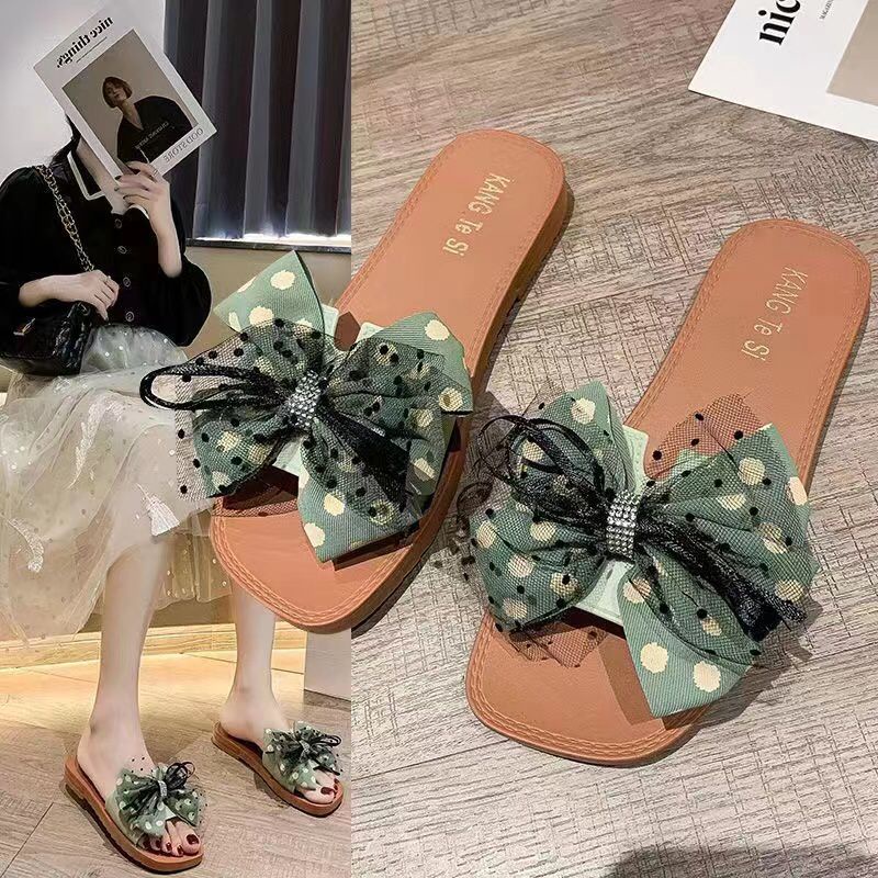 SHOEGALLERY TG1602 Sandal Flat Wanita Simple Trendy Import Motif Pita Polkadot