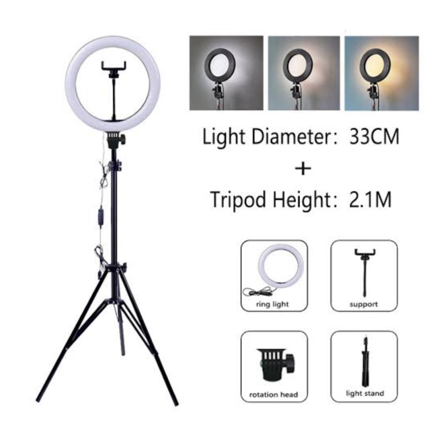 [SB] RINGLIGHT LED 33CM Lampu Make Up Vlog Lampu Ringlight + Tripod