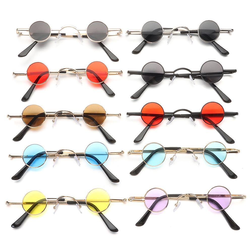 [POPULAR] Retro Small Round Sunglasses Candy Color Shades Sun Glasses Women Men Metal Frame Ins Fashion Hip Hop Punk