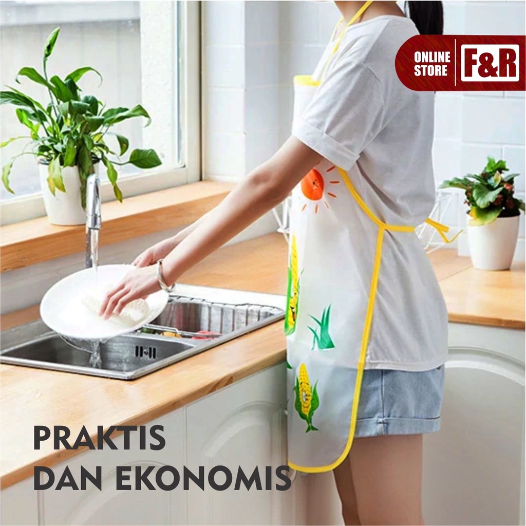 Celemek Masak Dapur Anti Air Dan Minyak Waterproof Bahan Apron Pelindung Memasak Karakter Kartun