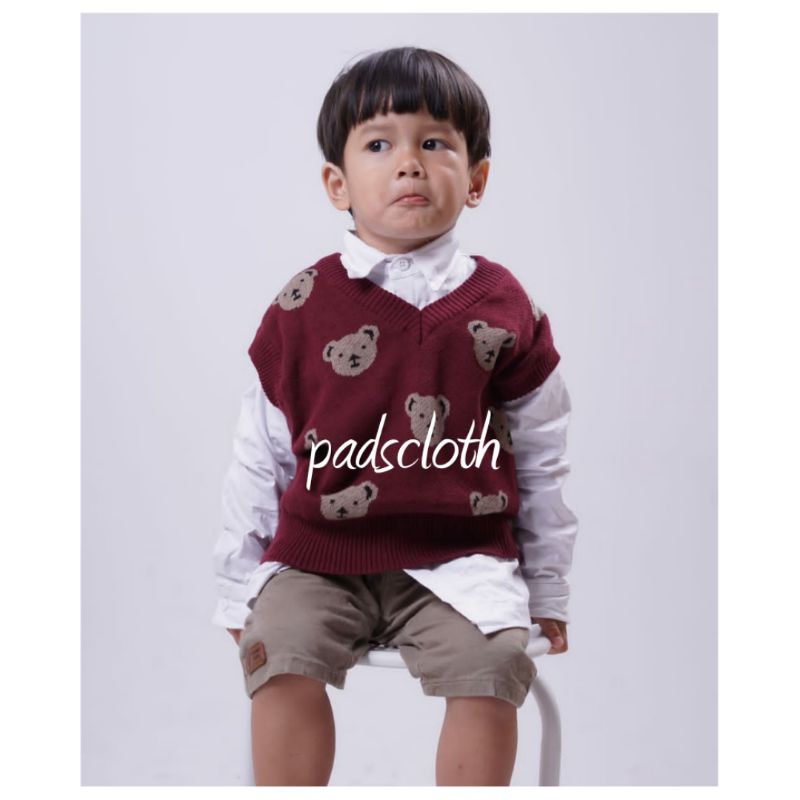 Vest Bear Anak Rajut Halus Tebal 3-5th / vest rajut anak UNISEX realpict