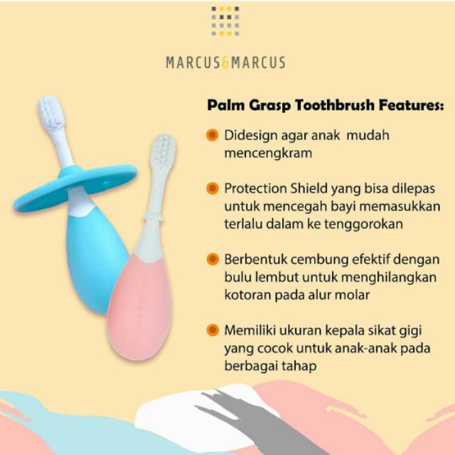 Marcus &amp; Marcus Palm Grasp Toothbrush Set - Sikat Gigi Anak Bayi