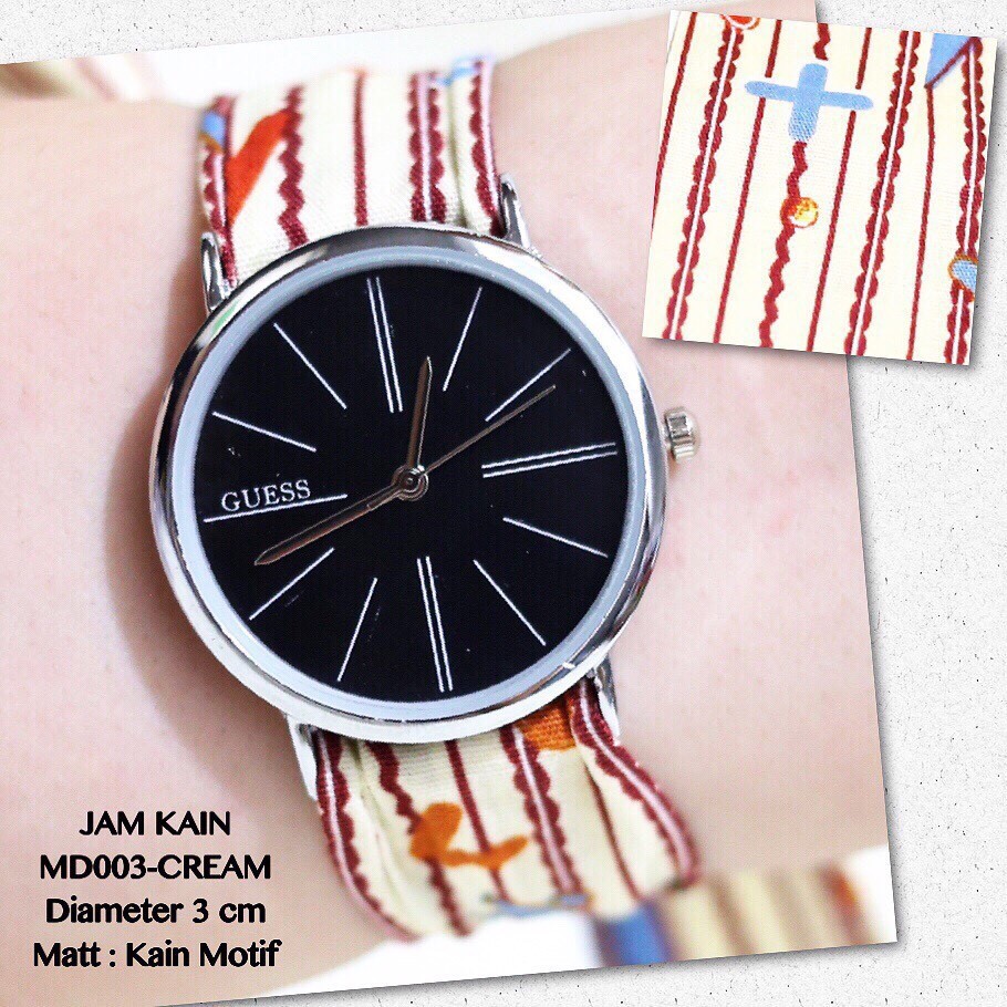 Jam tangan wanita tali kain guess grosir termurah import MD001