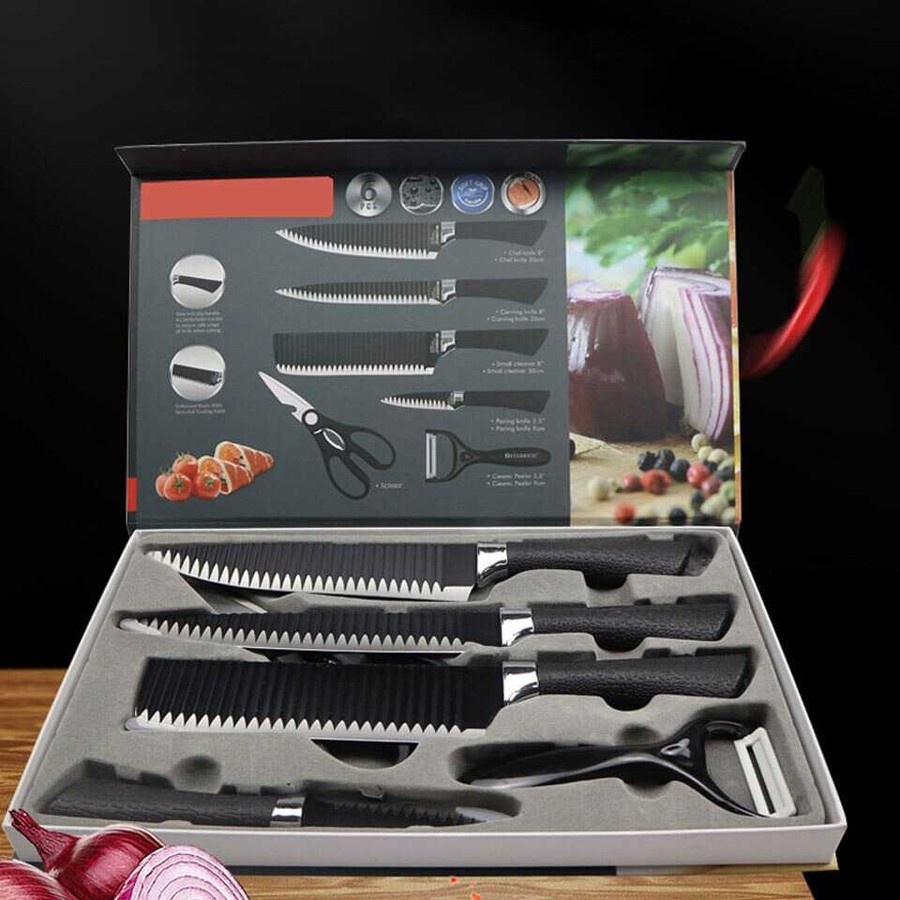 PREMIUM Pisau Dapur Set 6 in 1 Stainless Steel Pisau Set