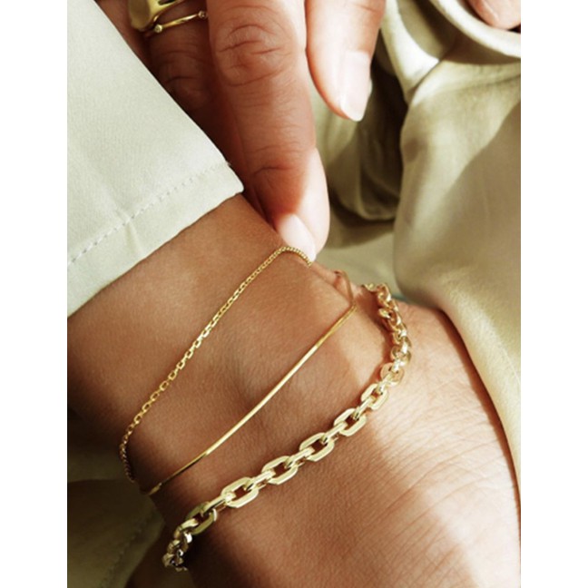 LRC Gelang kaki Fashion Golden Chain Anklet Set