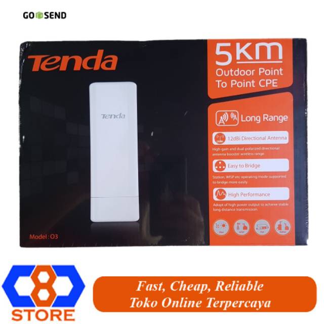 TENDA O3 WIRELESS OUTDOOR  POINT TO POINT CPE TENDA 03  RESMI