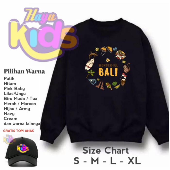 JAKET Hoodie Anak BALI ICELAND - SWEATER CREWNECK PANTAI BALI ICELAND