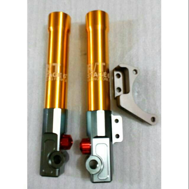 Tabung shock depan RT Stage 6 Mio Fino plus breket khusus kaliper brembo