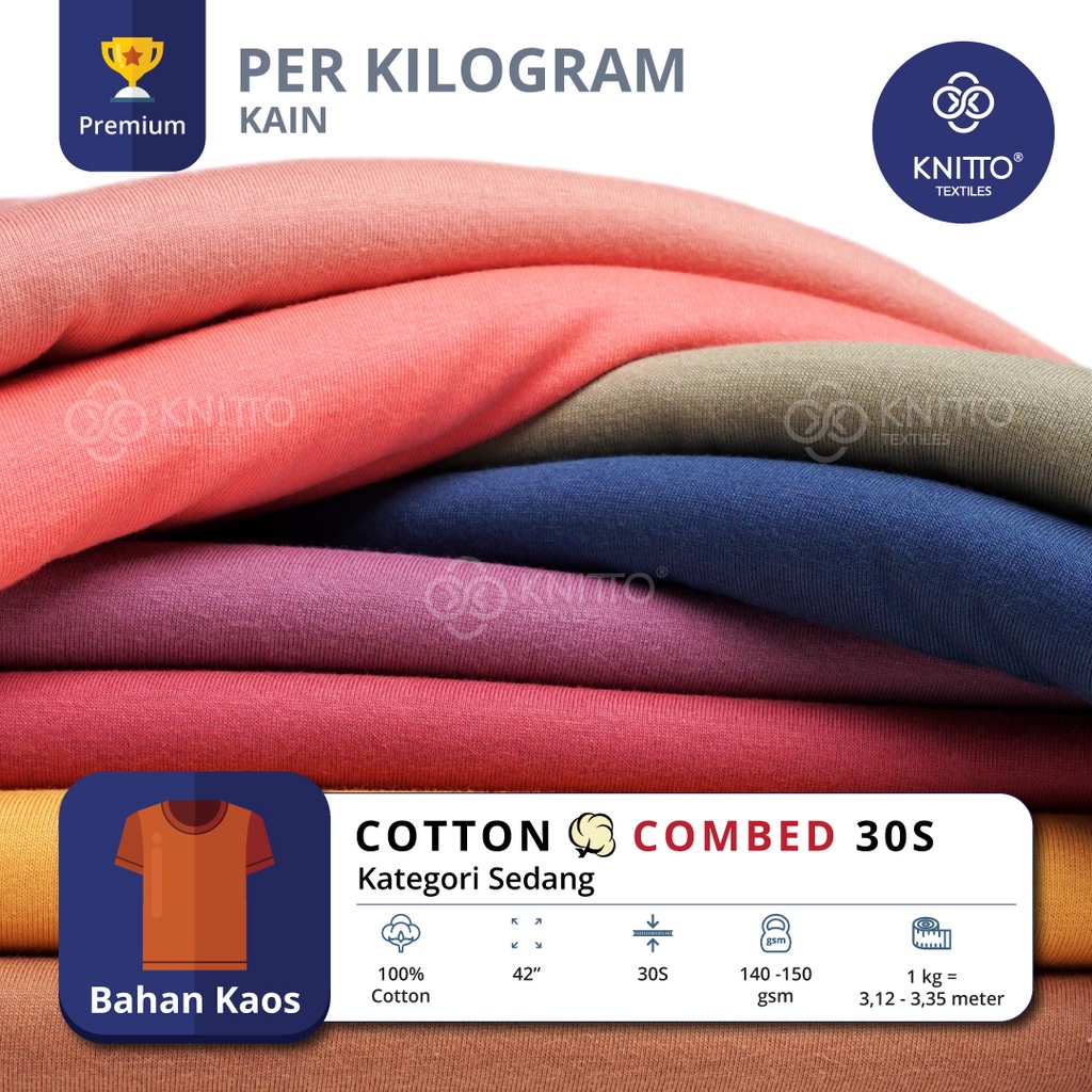 KAIN KAOS COTTON COMBED 30S KATEGORI WARNA SEDANG ( BAHAN KAOS ) - KNITTO