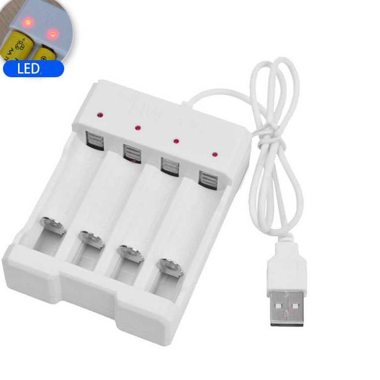 [SiV ㊓] Charger Baterai USB Plug 4 slot for AA/AAA Ni-MH Ni-CD / Charger Baterai AA Senter Ergenizer