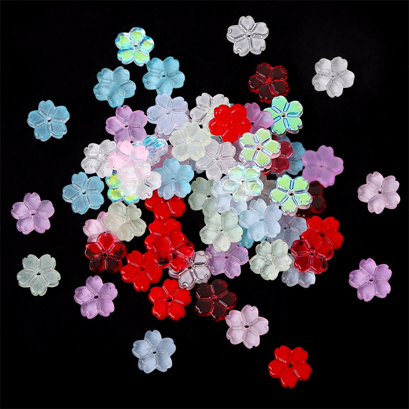 20 pcs Manik-Manik Kaca Bunga Warna-Warni Ukuran 11mm Untuk Membuat Perhiasan Anting Kalung Gelang Handmade