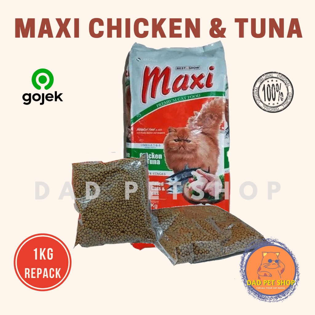 

MAXI CHICKEN & TUNA 1KG 100% ORIGINAL / MAKANAN KUCING TERMURAH & BERKUALITAS / MAKANAN ANABUL