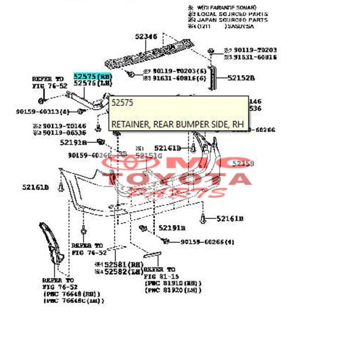 Support Bracket Breket Bumper Belakang Kanan Etios 52575-0D101