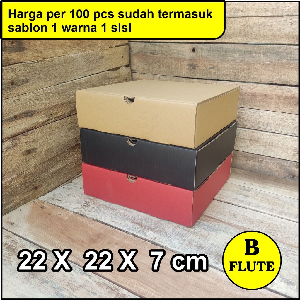 

100 pcs BOX PIZZA 22X22X7 cm + SABLON 1 WARNA 1 SISI