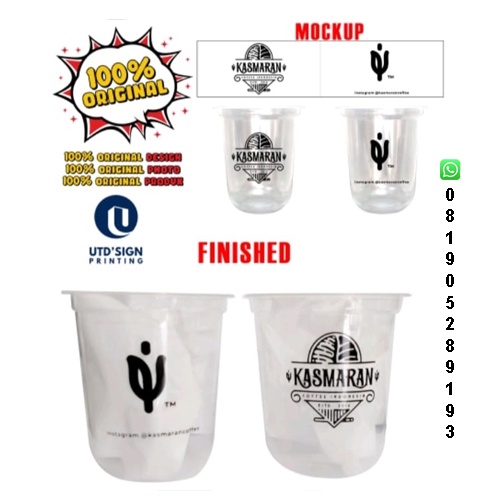Sablon Gelas Cup Plastik14oz Oval Custom Logo