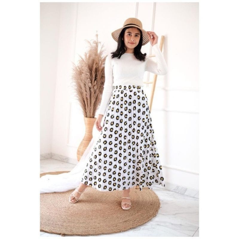 Rok motif bunga DAISY premium 100%hyget super /rok kerja motif /rok ootd terkece