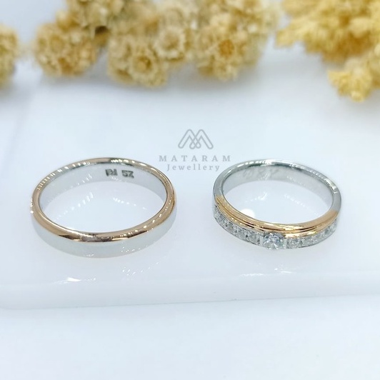 Cincin Kawin Platinum 10% & Emas Putih 30% - Bisa Request Model Cincin - Cincin Tunangan Cincin Nika