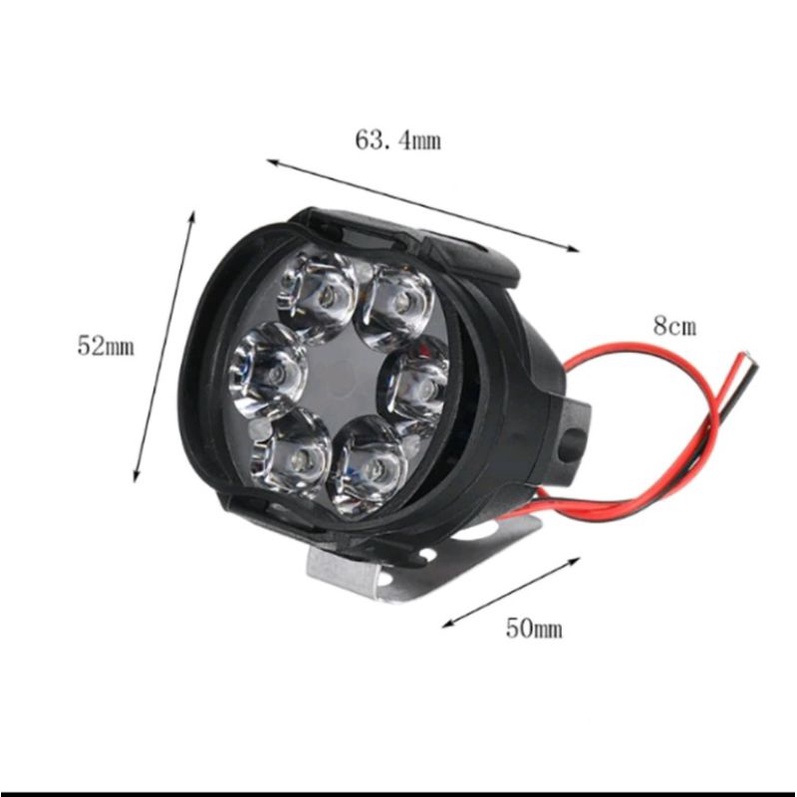 Lampu tembak sorot LED 6 mata cree work light DC 9-15 volt 7 Watt 1000 Lm cahaya putih universal semua motor