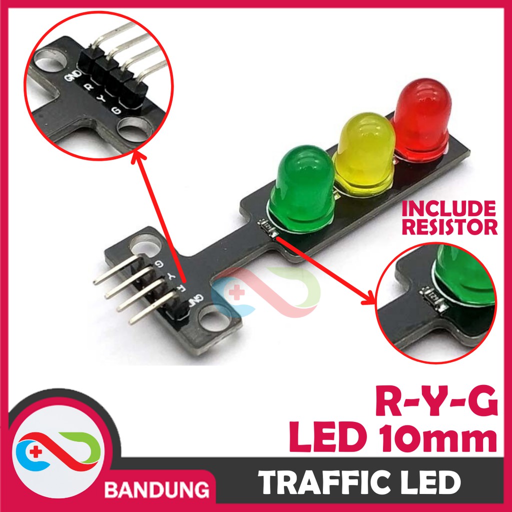 MODUL LED LAMPU LALU LINTAS TRAFFIC LIGHT MODUL 5V 8MM R-Y-G ARDUINO