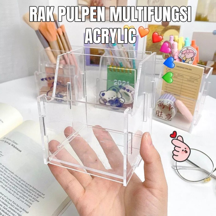 STATIONERY DESK ORGANIZER / RAK MEJA AKRILIK / HOLDER PULPEN ACRYLIC