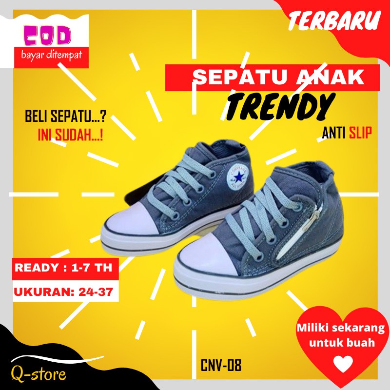 SEPATU CONVERSE ANAK LAKI LAKI PEREMPUAN SPORT COWOK CEWEK ZIPPER MURAH UMUR 1 2 3 4 5 6 7 TAHUN QH9