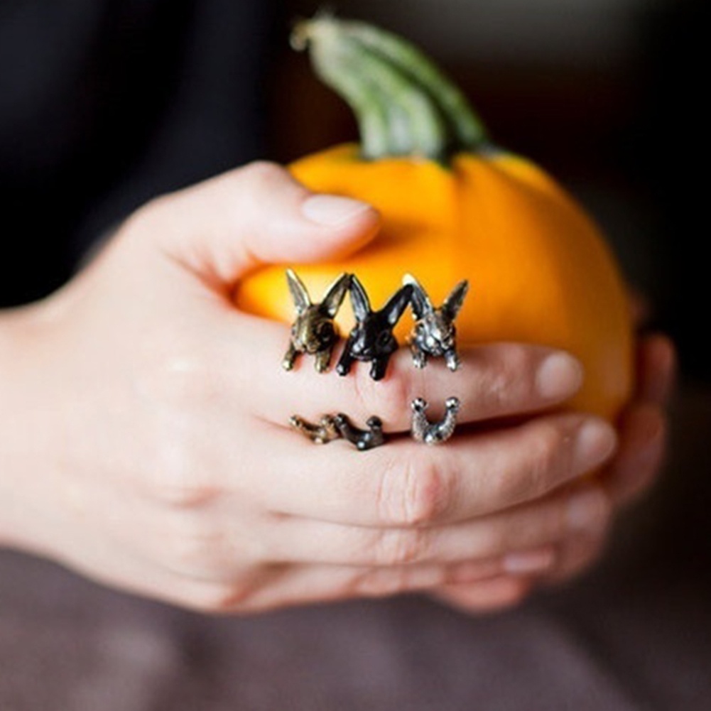 Hu Hu Hu Hu Hu Alat Bantu Pasang Kacamata♡ Cincin Model Terbuka Desain Kelinci Gaya Vintage Untuk Hadiah Ulang Tahun