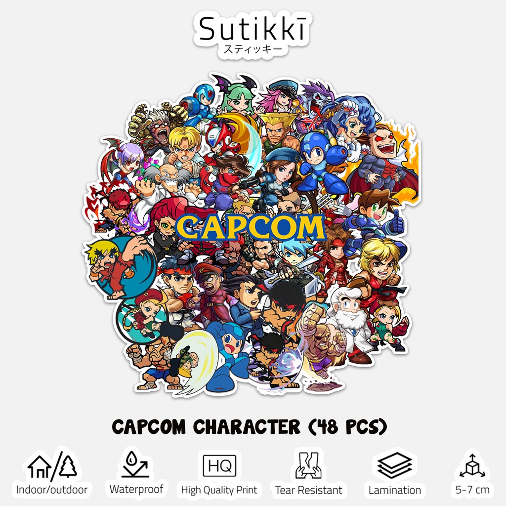 Sutikki | Sticker Pack Capcom Character Street Fighter Megaman Stiker Laptop Vinyl Aesthetic Koper