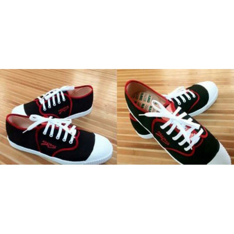 sepatu nanyang motif hitam bits merah