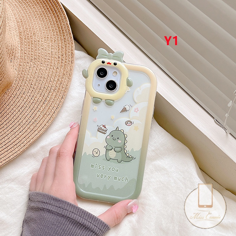 Case Untuk Samsung A73 A14 A04 A22 A03 A02s A30s A04s A12 A32 A13 A04E A53 A51 A11 A21s A71 A03s A50 A50s A52 A52s A31 A23 Kartun Monster Kecil Dinosaurus Busur Monster Lensa Soft Case