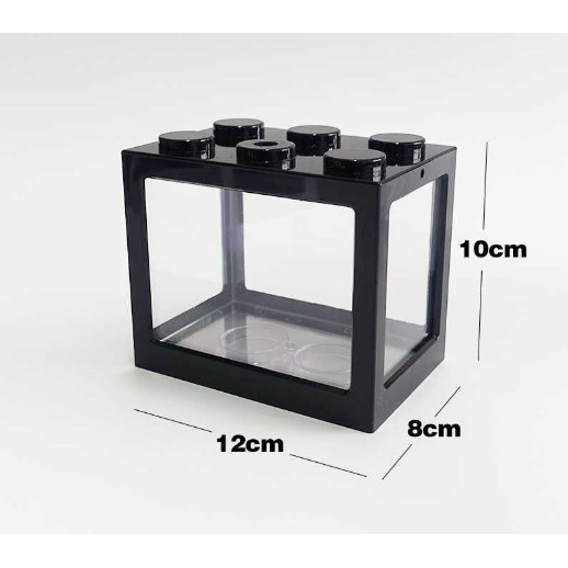 Akuarium Mini Soliter Solitare Ikan Cupang Akrilik Aquarium Mini Acrylic 12x8x10.5 cm - Black