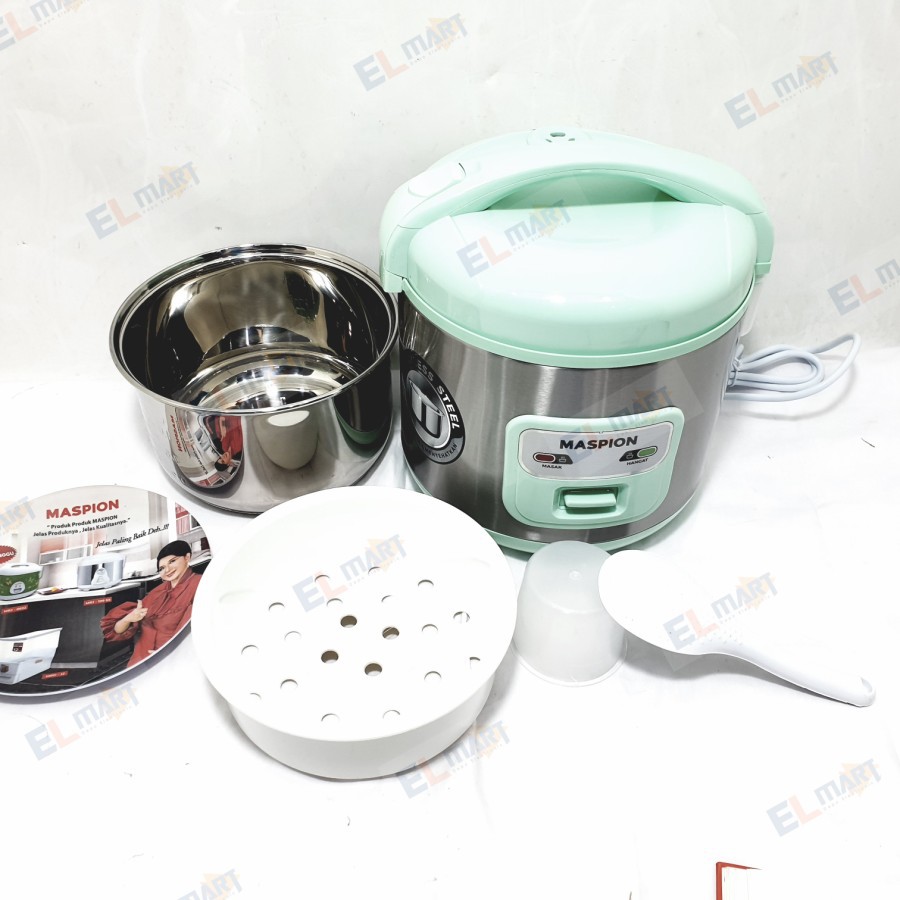 Rice cooker panci anti lengket Maspion Magic Com Mini 1 Liter MRJ 1003 TSS - 1003TSS Stainless 1L