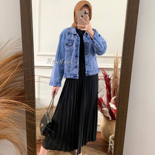 JAKET JEANS CEWEK//JAKET JEANS CROP WANITA||JAKET JEANS CROP JUMBO LD 120cm