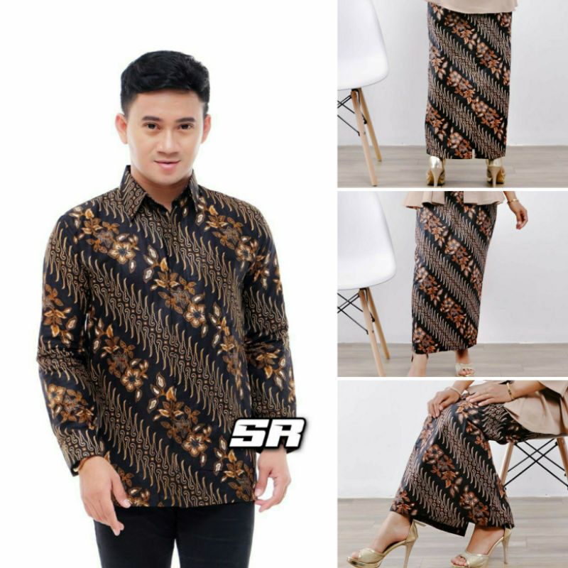 Batik couple kemeja lengan panjang dan rok span bawahan kebaya/rok batik/couple batik