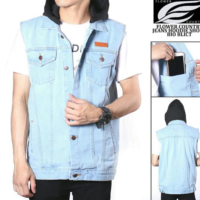 Jaket rompi jeans hoodie hitam bio blitz rompi levis pria murah