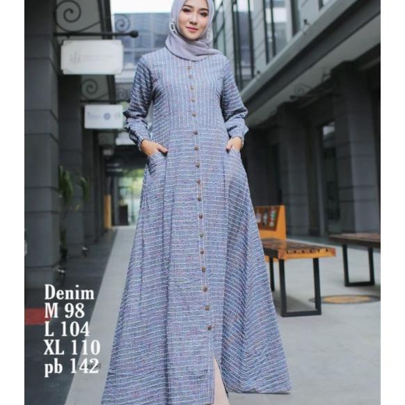 Radiafashion Gamis Garis Salur Linen Terlaris Original Asaki Mayasari