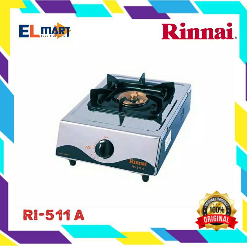 Kompor Gas Satu Tungku Rinnai RI 511A - 511 A - RI511A Ada Api Lilin Kecil SNI Original