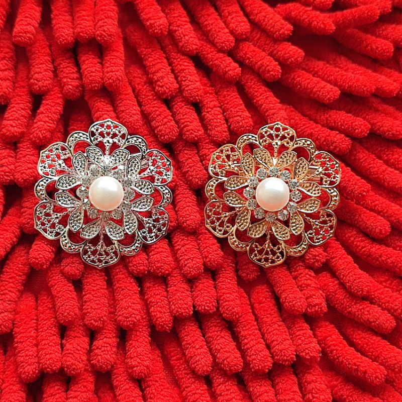 H1286 Bros mini kebaya warna rosegold dan silver putih aksesoris kebaya wisuda modern