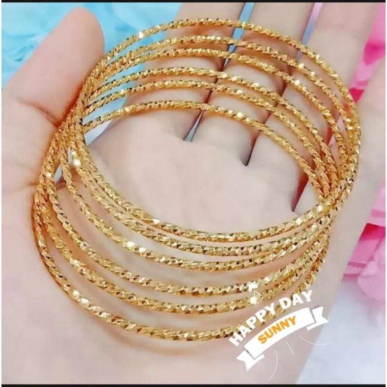 Gelang keroncong dewasa gold lapis emas 24k aweet satu set isi 6pc