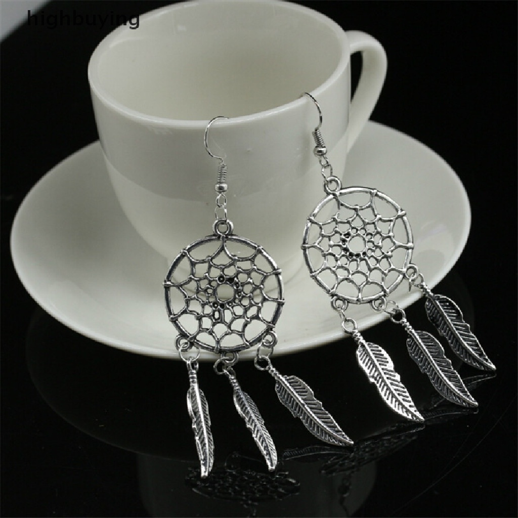 Hbid Anting Gantung Lapis Silver Model Dream Catcher Vintage Untuk Wanita